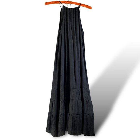 Mlle Gabrielle Maxi Dress Womens Sz L Black Sleeveless Jeweled Strappy Halter - Picture 7 of 12